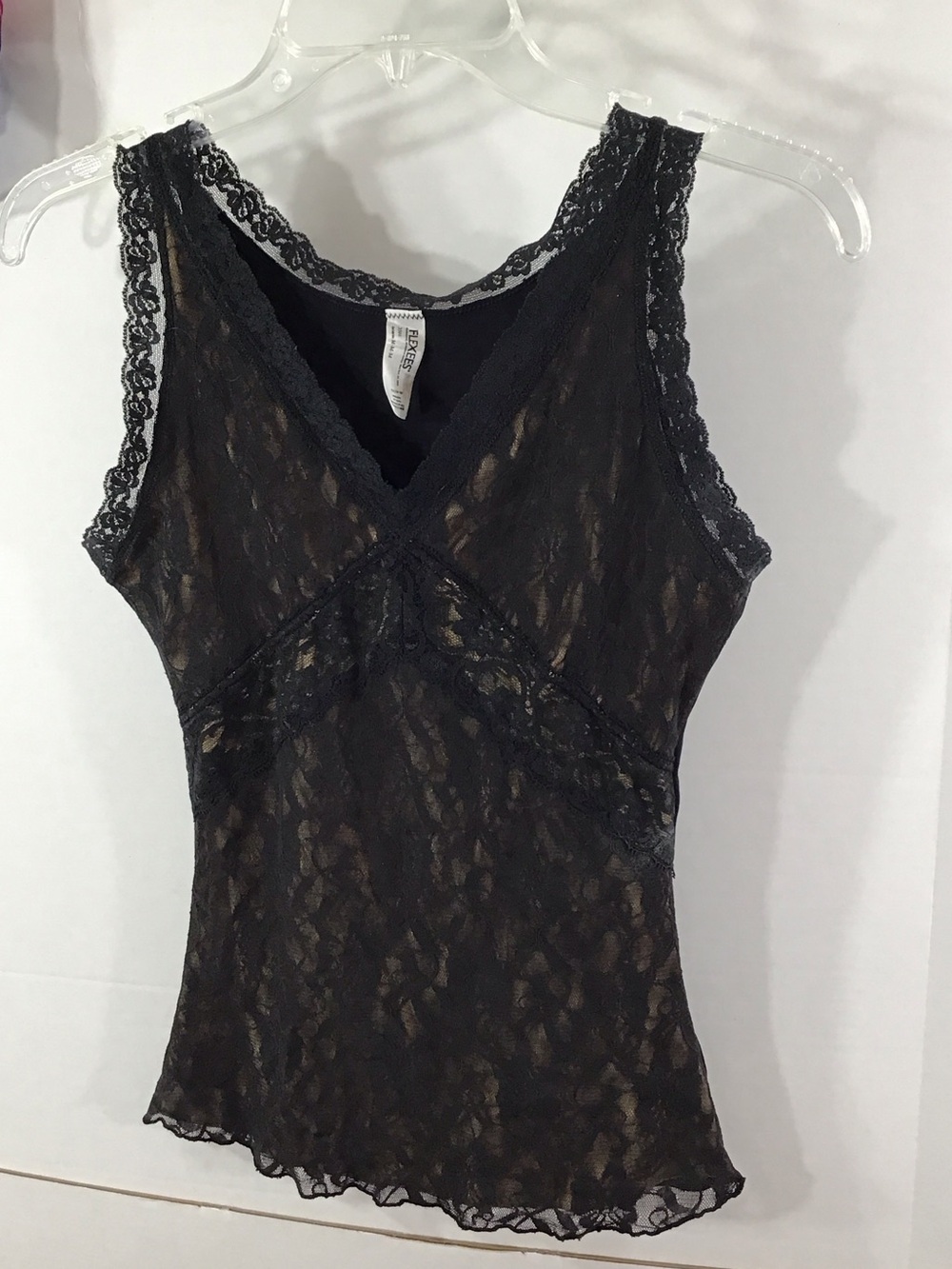Flexees Black Lace V-Neck Camisole M